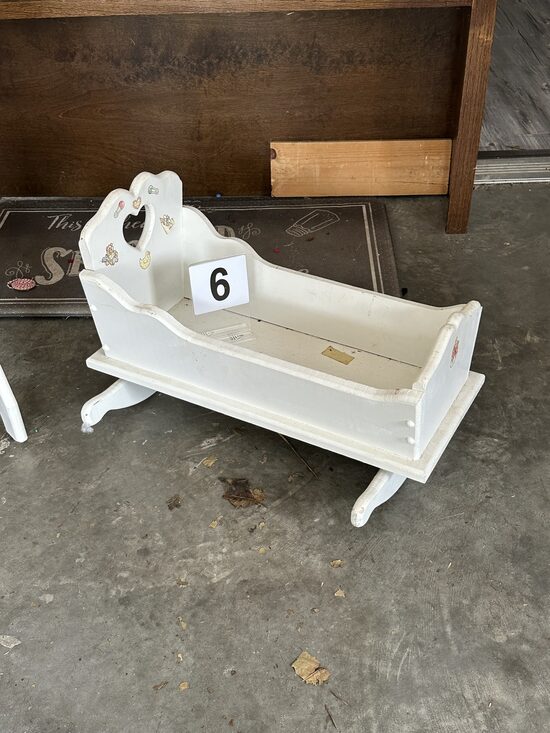 Vintage Wooden Doll Cradle #6
