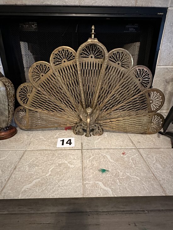 Vintage Brass Peacock Fireplace Screen #14