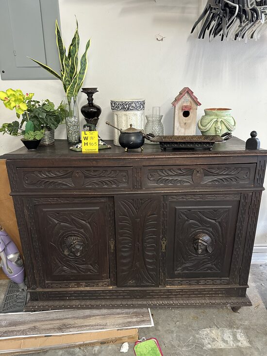 Vintage Carved Wood Sideboard - #20